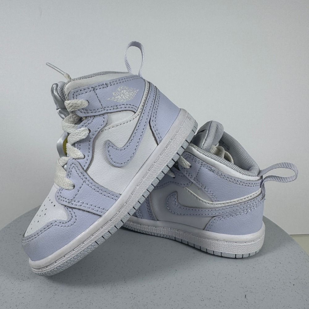 Nike Air Jordan 1 Mid‎ Toddler Shoes Cobalt Bliss White Neutral Grey Size 6C